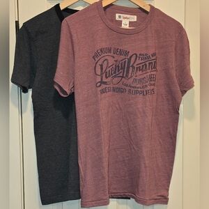 Set of 2 Lucky Brand Men's Graphic T-Shirt - Red and Black